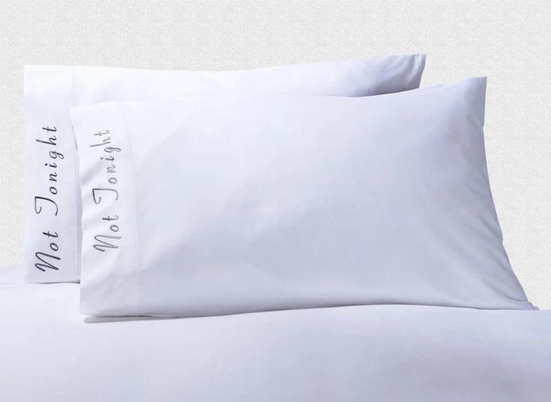 Embroidered Quotes 500 Thread Count Cotton 2 Piece Pillowcase Set