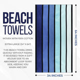 Faded Stripe Cotton Oversized Cotton 4 Piece Beach Towel Set