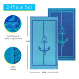 Fisherman Anchor Oversized 2 Piece Beach Towel Set