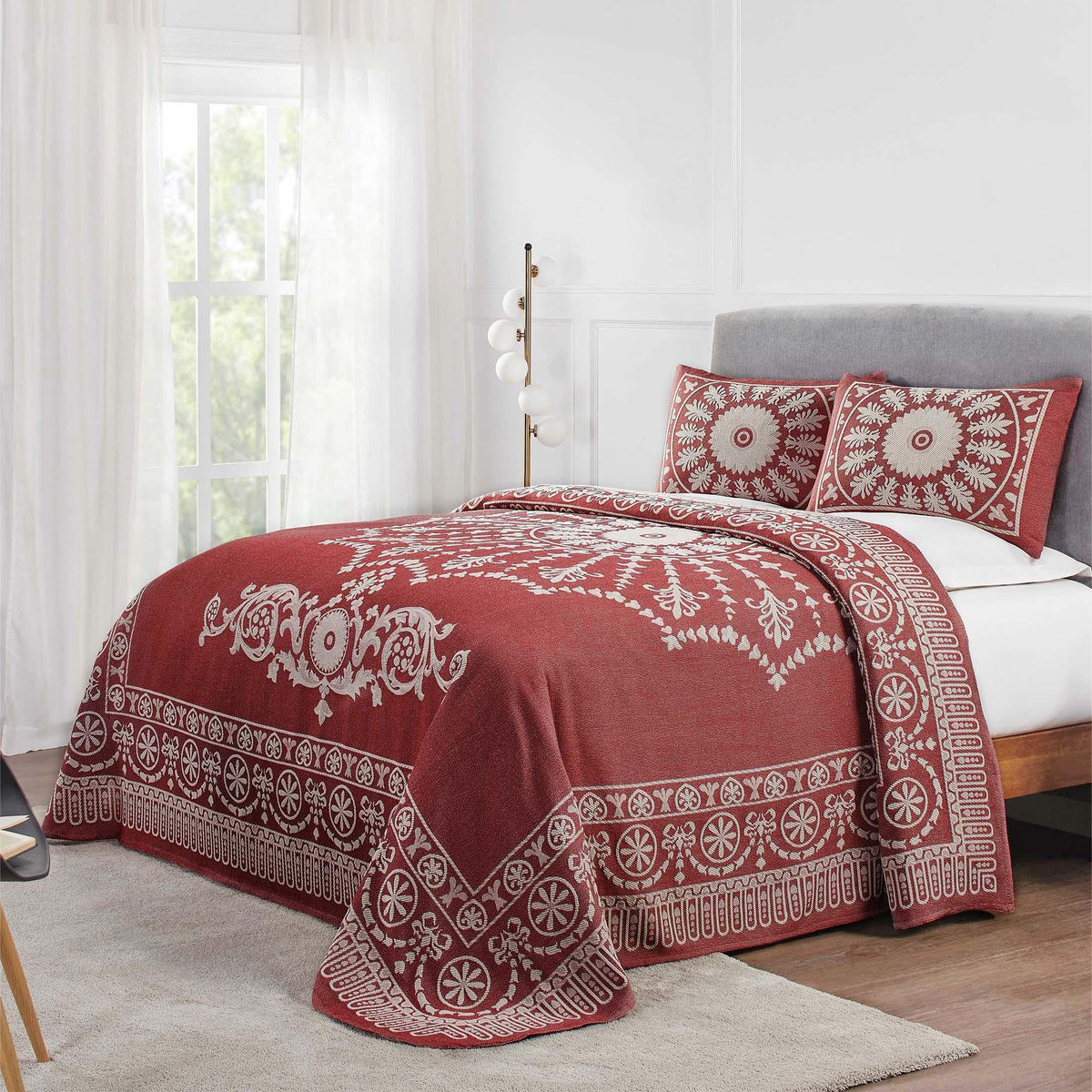 Kymbal Cotton Blend Woven Medallion Jacquard Bedspread Set