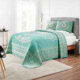 Kymbal Cotton Blend Woven Medallion Jacquard Bedspread Set