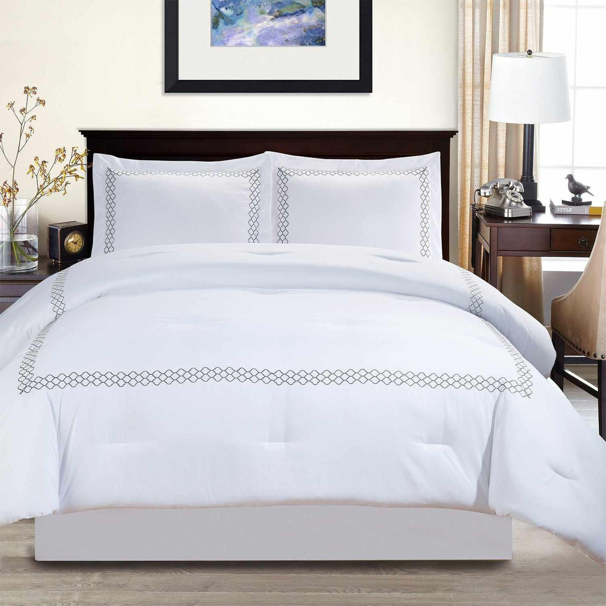 Layla Embroidered Down Alternative Microfiber Comforter Set