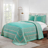 Lyron Cotton Blend Woven Jacquard Floral Scroll Bedspread Set