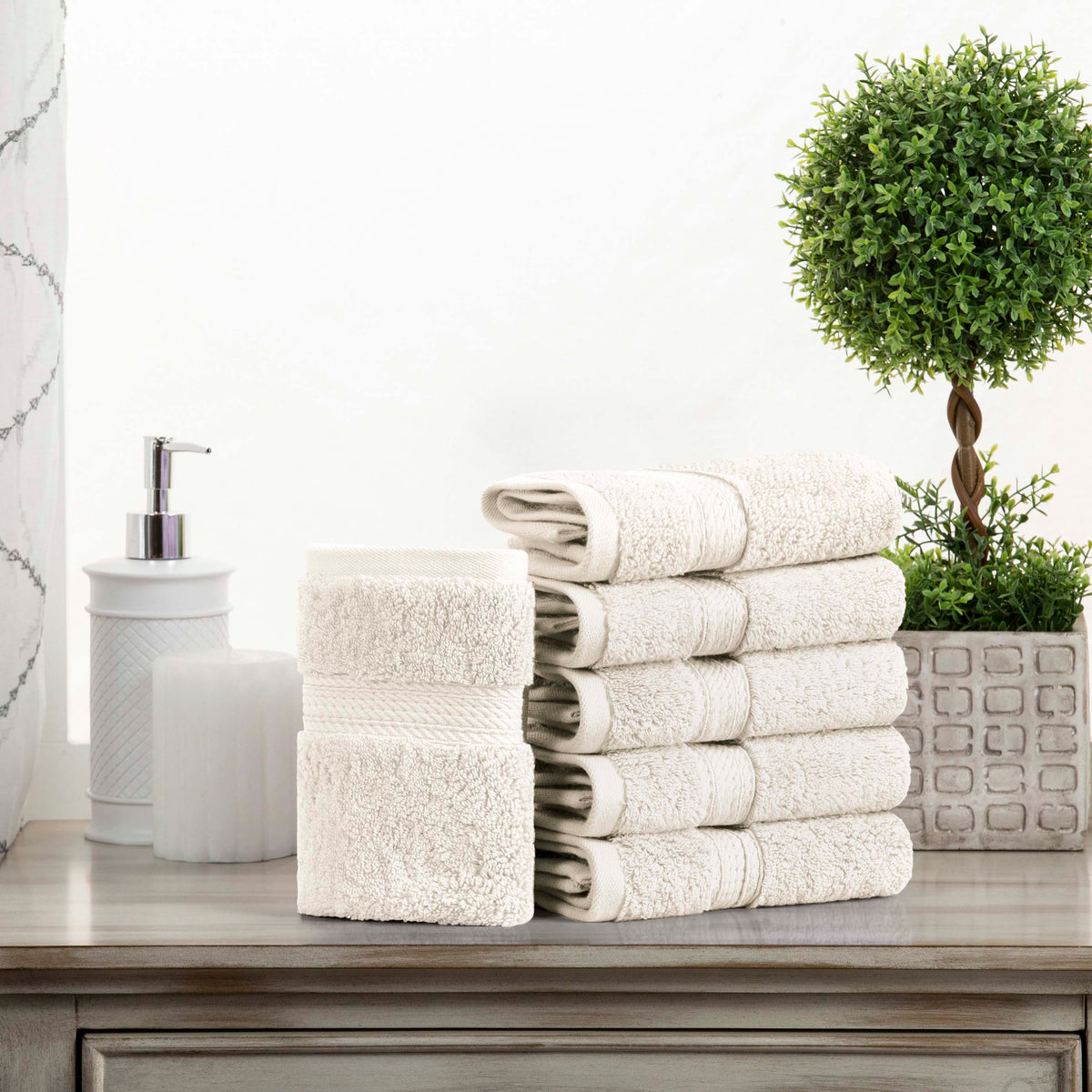 Superior Madison Egyptian Cotton Plush Face Towel Washcloth Set of 6