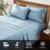 Melange Flannel Cotton Two-Toned Deep Pocket Warm Sheet Set