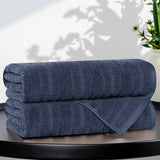 Viscose Cotton Blend Ribbed Bath Towel Set of 2
