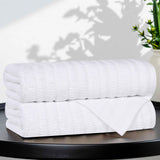 Viscose Cotton Blend Ribbed Bath Towel Set of 2