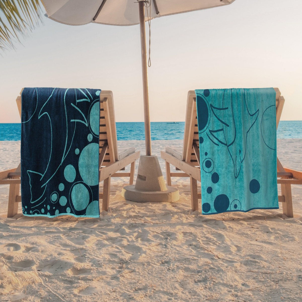 Mystic Dolphin Cotton Oversized 2 Piece Beach Towel Set