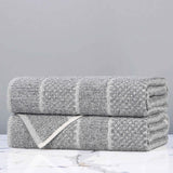 Cotton Blend Checkered and Rib Bath Towel Set of 2