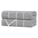Cotton Blend Checkered and Rib Bath Towel Set of 2