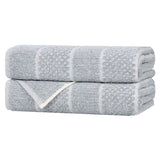 Cotton Blend Checkered and Rib Bath Towel Set of 2