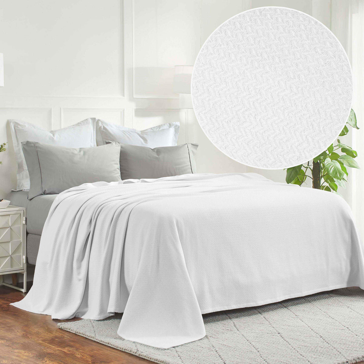 Nobel Cotton Textured Jacquard Chevron Lightweight Woven Blanket