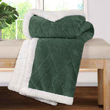 Nuuk Jacquard Lattice Fleece Plush Fluffy Sherpa Reversible Blanket