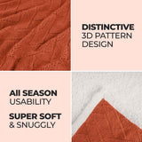 Nuuk Jacquard Lattice Fleece Plush Fluffy Sherpa Reversible Blanket