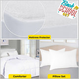 Queen Comforter Mattress Standard Pillows Bedding Set, White