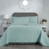 Remi Cotton Blend Jacquard Geometric Fringe Bedspread Set