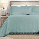 Remi Cotton Blend Jacquard Geometric Fringe Bedspread Set