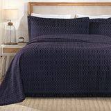 Remi Cotton Blend Jacquard Geometric Fringe Bedspread Set