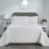 Remi Cotton Blend Jacquard Geometric Fringe Bedspread Set