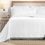 Remi Cotton Blend Jacquard Geometric Fringe Bedspread Set