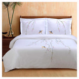 Spring Cotton 3 Piece Embroidered Floral Duvet Cover Set