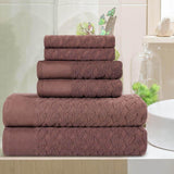 Turkish Cotton Herringbone Jacquard Assorted 6 Piece Towel Set
