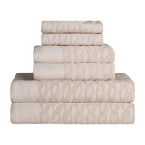 Turkish Cotton Herringbone Jacquard Assorted 6 Piece Towel Set