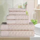 Turkish Cotton Herringbone Jacquard Assorted 6 Piece Towel Set