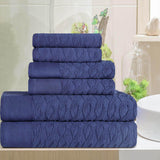Turkish Cotton Herringbone Jacquard Assorted 6 Piece Towel Set