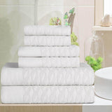 Turkish Cotton Herringbone Jacquard Assorted 6 Piece Towel Set