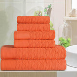 Turkish Cotton Herringbone Jacquard Assorted 6 Piece Towel Set