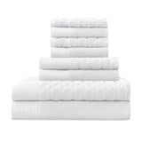 Turkish Cotton Jacquard Herringbone and Solid 8 Piece Towel Set