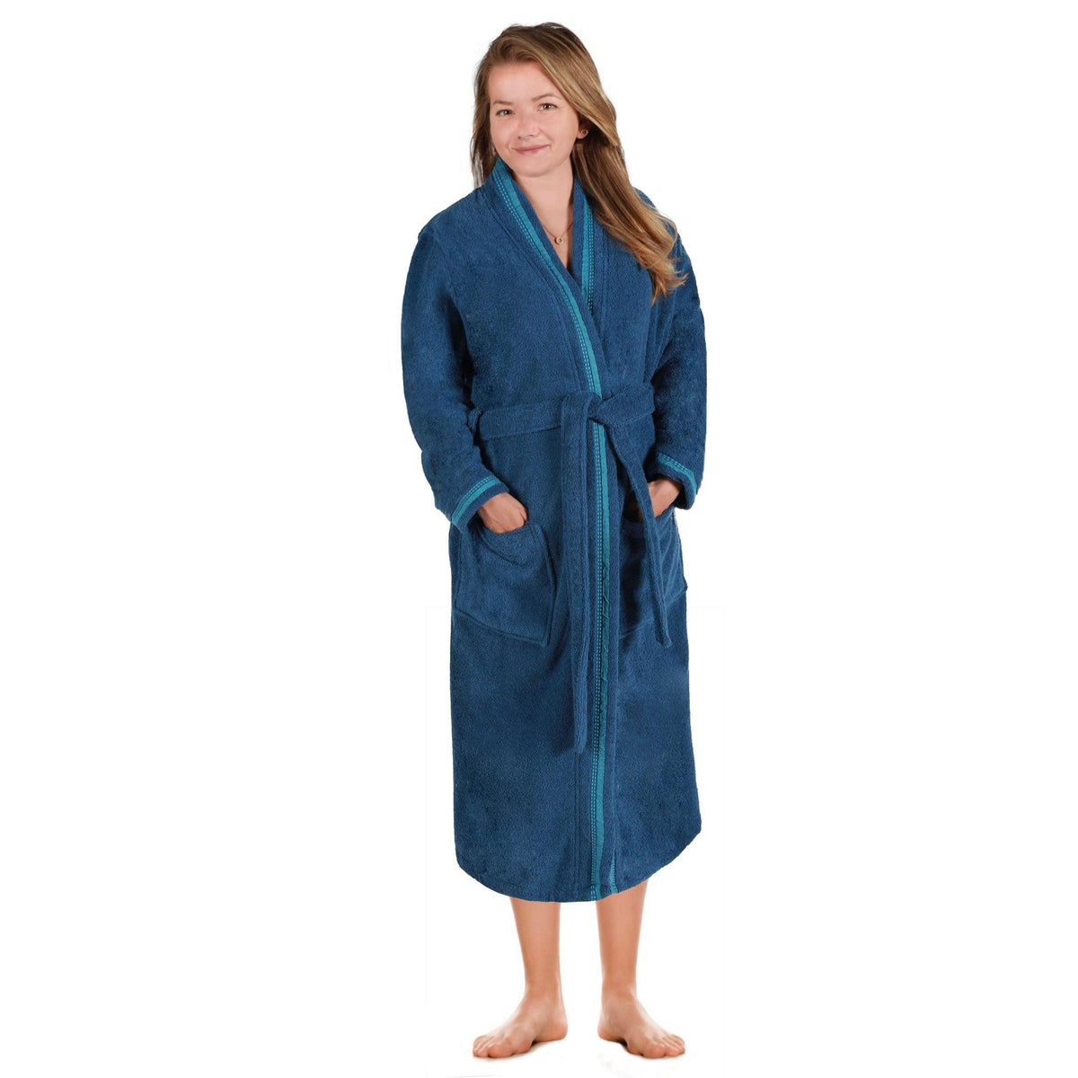 Turkish Cotton Terry Kimono Embroidered Super-Soft Unisex Bathrobe