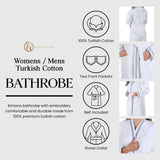 Turkish Cotton Terry Kimono Embroidered Super-Soft Unisex Bathrobe