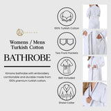 Turkish Cotton Terry Kimono Embroidered Super-Soft Unisex Bathrobe