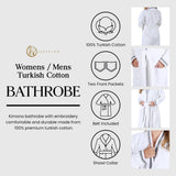 Turkish Cotton Terry Kimono Embroidered Super-Soft Unisex Bathrobe