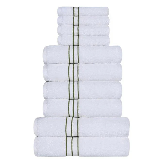 Ultra-Plush Turkish Cotton Absorbent Solid Assorted 10 Piece Towel Set