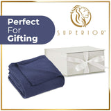 Waffle Weave Honeycomb Knit Soft Solid Textured Cotton Blanket