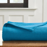 Waffle Weave Honeycomb Knit Soft Solid Textured Cotton Blanket