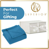 Waffle Weave Honeycomb Knit Soft Solid Textured Cotton Blanket