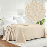 Waffle Weave Honeycomb Knit Soft Solid Textured Cotton Blanket