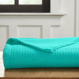 Waffle Weave Honeycomb Knit Soft Solid Textured Cotton Blanket
