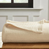 Waffle Weave Honeycomb Knit Soft Solid Textured Cotton Blanket