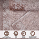 Wisteria Cotton Floral Jacquard Border Bath Towels, Set of 2