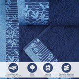 Wisteria Cotton Floral Jacquard Border Bath Towels, Set of 2