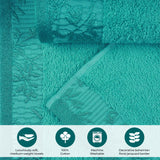 Wisteria Cotton Floral Jacquard Border Bath Towels, Set of 2