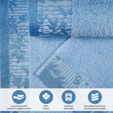 Wisteria Cotton Floral Jacquard Border Bath Towels, Set of 2