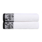 Wisteria Cotton Floral Jacquard Border Bath Towels, Set of 2