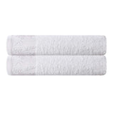 Wisteria Cotton Floral Jacquard Border Bath Towels, Set of 2