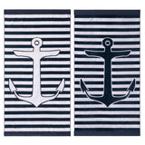 Yacht Club Egyptian Cotton Oversized 2 Piece Beach Towel Set Blue